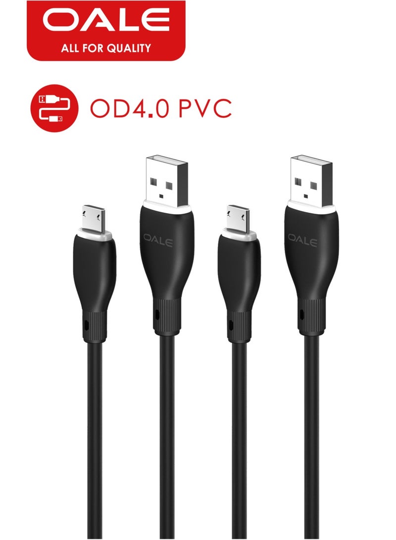 OALE [2 Pack] OALE iCable 1, 1m USB to Micro Cable, 2A Output, OD4.0 Thicker Wire, PVC Material - Image 2
