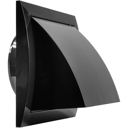 Repa Market 4 Inch Black Dryer Vent Hood Duct Cover for Walls ABS Plastic Protection Hood With Rain Cover and Backdraft Damper Exhaust Air Dryer Vent Covers for Indoor Outdoor Use - Image 1