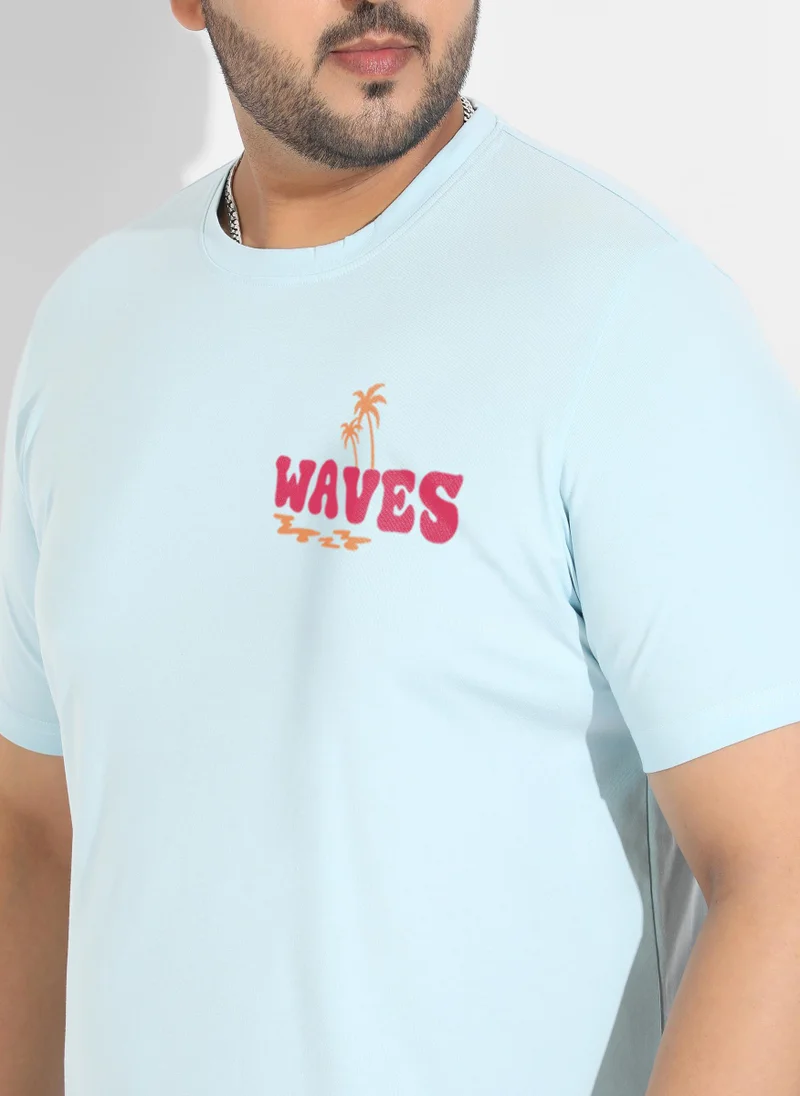 Instafab Plus Men's Icy Blue Basic Regular Fit T-Shirt