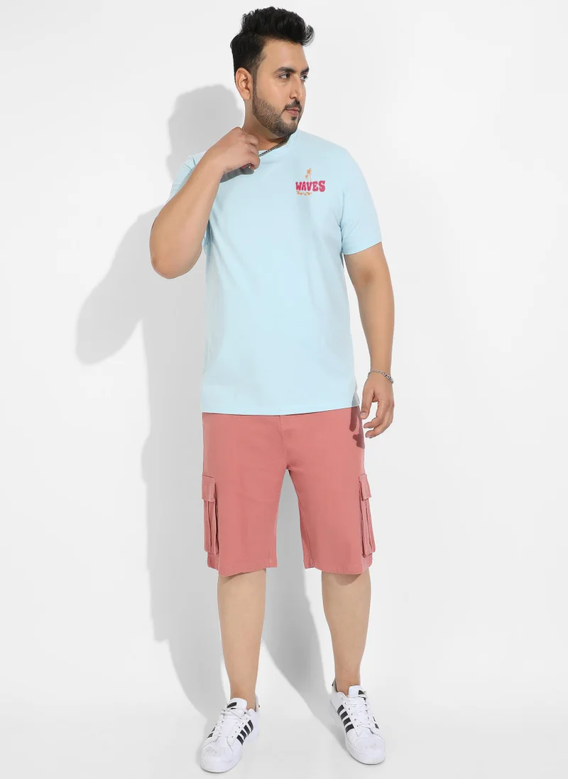 Instafab Plus Men's Icy Blue Basic Regular Fit T-Shirt