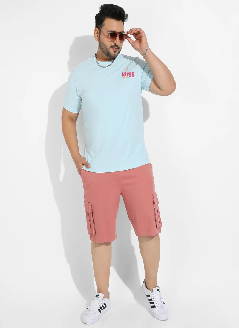 Instafab Plus Men's Icy Blue Basic Regular Fit T-Shirt