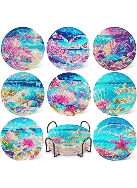 Diy Diamond Painting Coasters Kit With Holder 8 Pcs Includes Tools Accessories Perfect Craft Project For Families Diy Enthusiasts Enhances Decor Practical Use In Any Setting B Style