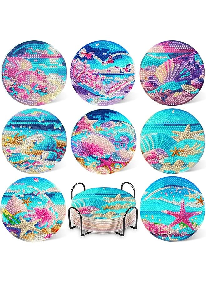 Diy Diamond Painting Coasters Kit With Holder 8 Pcs Includes Tools Accessories Perfect Craft Project For Families Diy Enthusiasts Enhances Decor Practical Use In Any Setting B Style