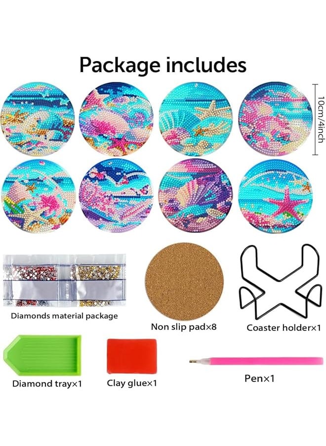 Diy Diamond Painting Coasters Kit With Holder 8 Pcs Includes Tools Accessories Perfect Craft Project For Families Diy Enthusiasts Enhances Decor Practical Use In Any Setting B Style
