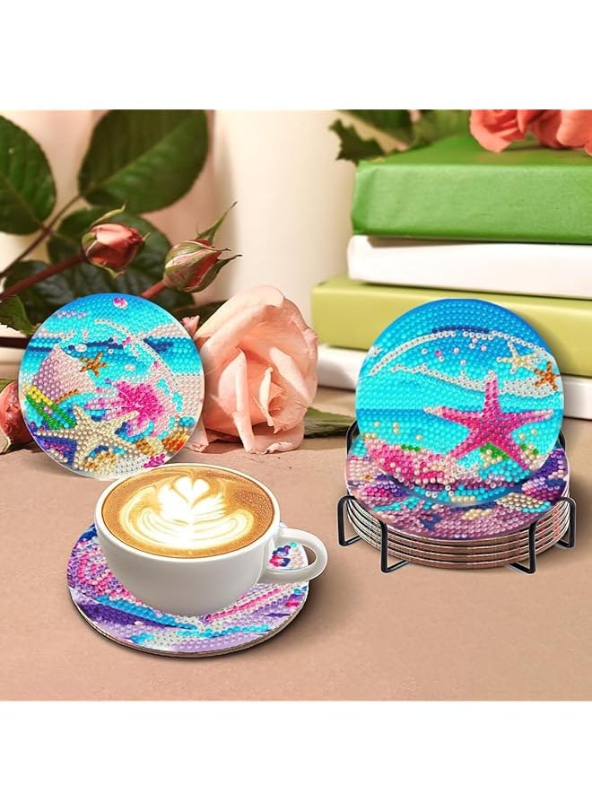 Diy Diamond Painting Coasters Kit With Holder 8 Pcs Includes Tools Accessories Perfect Craft Project For Families Diy Enthusiasts Enhances Decor Practical Use In Any Setting B Style