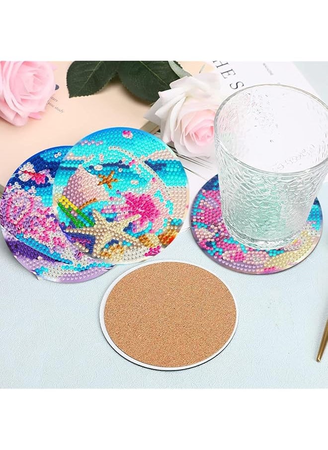 Diy Diamond Painting Coasters Kit With Holder 8 Pcs Includes Tools Accessories Perfect Craft Project For Families Diy Enthusiasts Enhances Decor Practical Use In Any Setting B Style