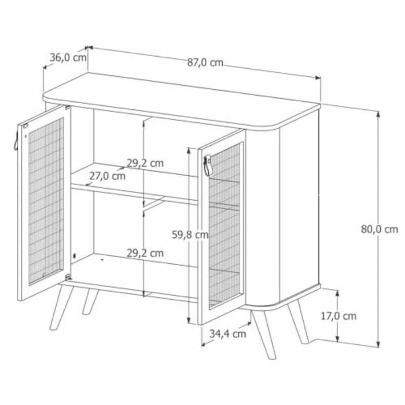 Buffet table for dining room use, made of engineered wood with black finish, scratch-resistant surface and adjustable leveling feet - Image 3