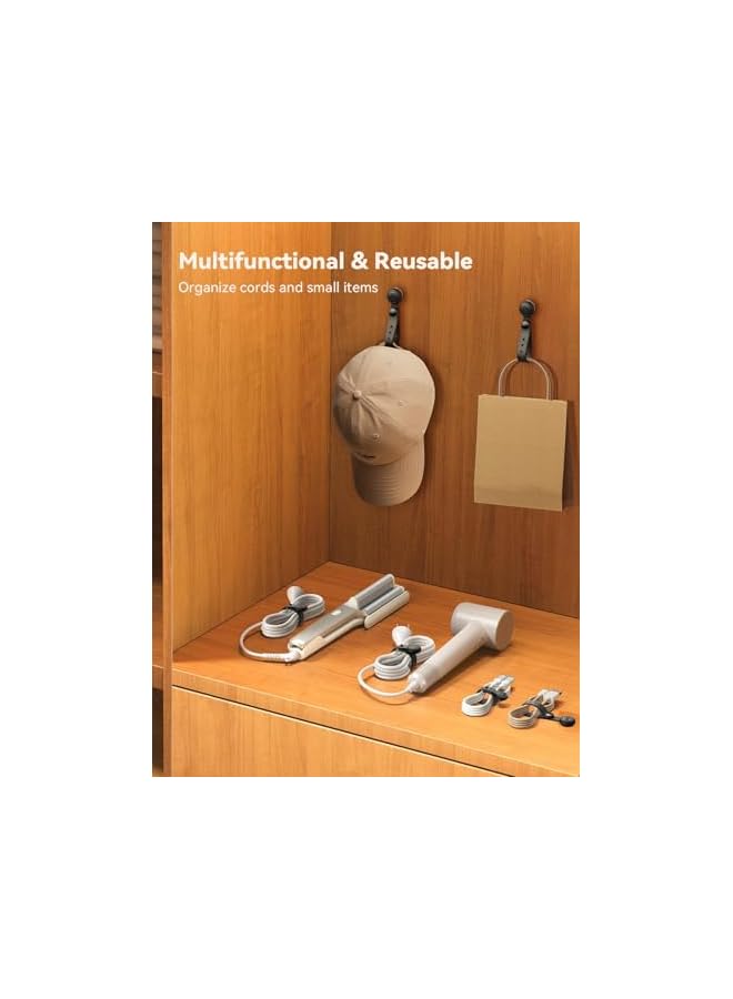 PROMASS 6 PCS Silicone Cable Ties Cord Organizer Wrap, Silicone Magnetic Cable Ties With Magnet For Bundling & Organizing, Reusable Elastic Adjustable Wire Ties For Home, Office (Black) - Image 5