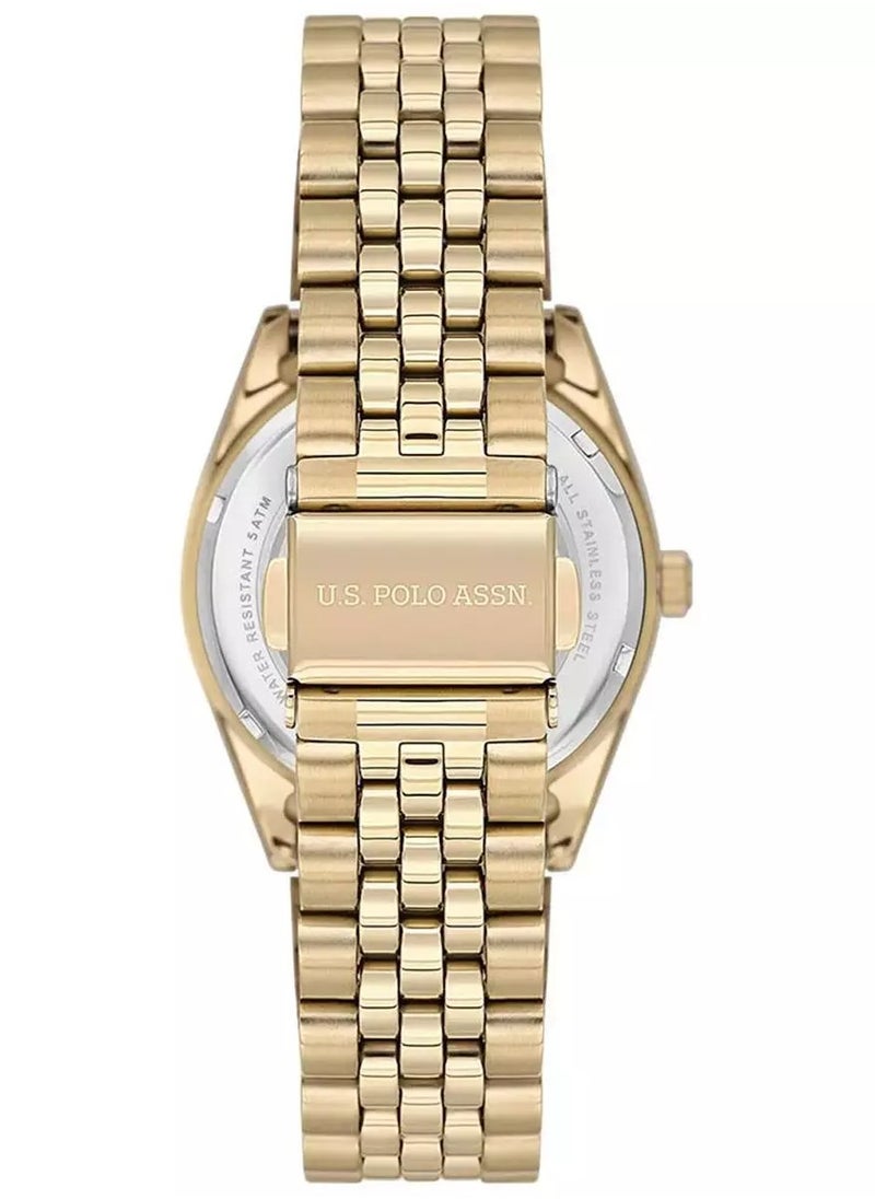 U.S. Polo Assn. Women's 34mm Watch with Green Dial & Gold Bracelet  - Image 3