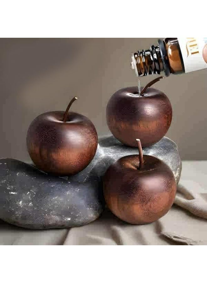 3 Pcs Wooden Essential Oil Diffuser，Wooden Apple Aromatherapy Diffuser，Portable Air Freshener，Car Aromatherapy for Home, Office, Car, Wardrobe, Yoga Hall, and SPA - Image 2
