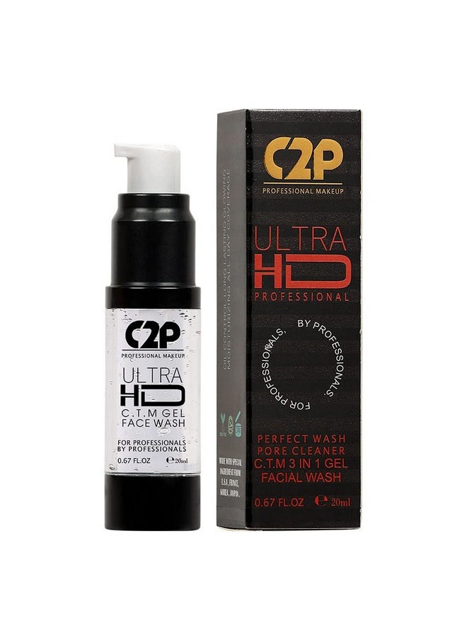 C2P PROFESSIONAL MAKEUP - C2P Pro Make Up Ultra Hd 3-In-1 Cleanser, Toner & Moisturizer Face Wash Cum Cleanser Removes Dirt And Impurities, Instant Brightening For All Skin Types (Transparent 20 Ml) - Image 1