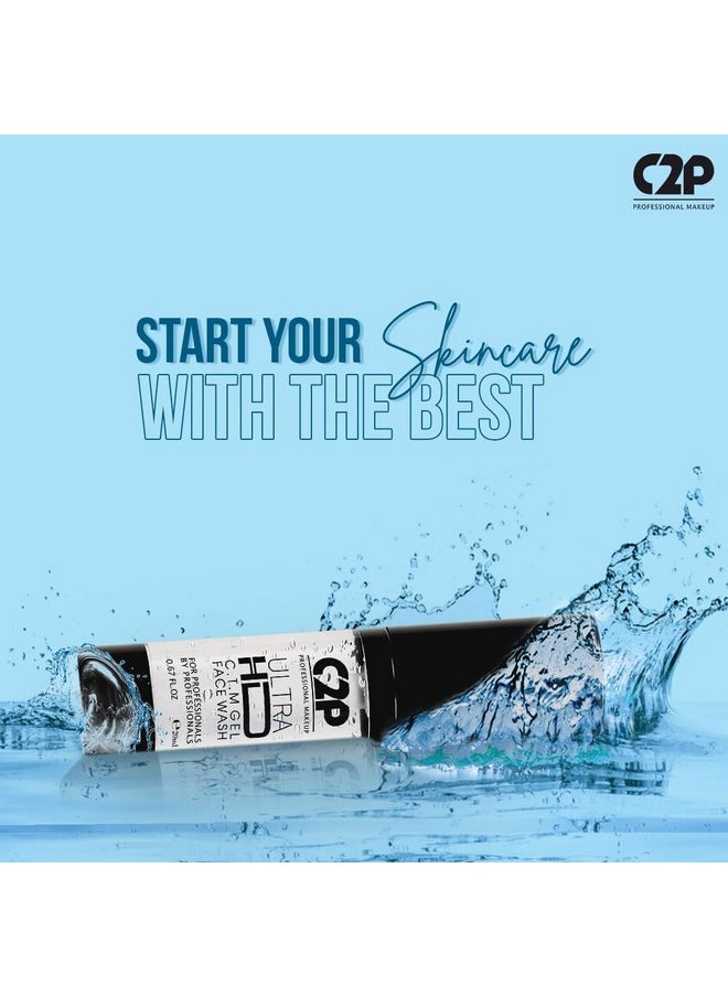 C2P PROFESSIONAL MAKEUP - C2P Pro Make Up Ultra Hd 3-In-1 Cleanser, Toner & Moisturizer Face Wash Cum Cleanser Removes Dirt And Impurities, Instant Brightening For All Skin Types (Transparent 20 Ml) - Image 1