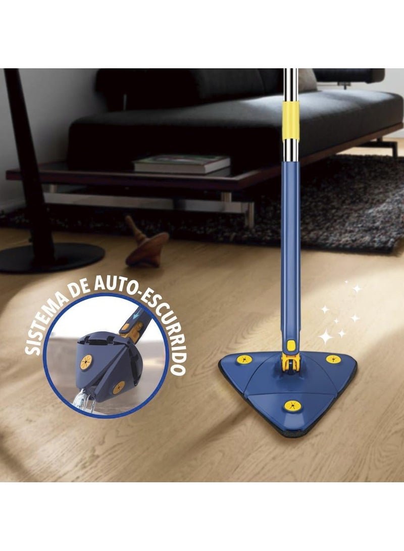 مساحة باركيه مثلثه  مساحه متحركه بيد استانليس بتعصر نفسها من اليد للأرضيات والأسقف والحيطان والسيراميك خامة مايكروفيبر معاها 2 قطعه غيار بتلف 360 درجة متعدده الالوان - Image 3