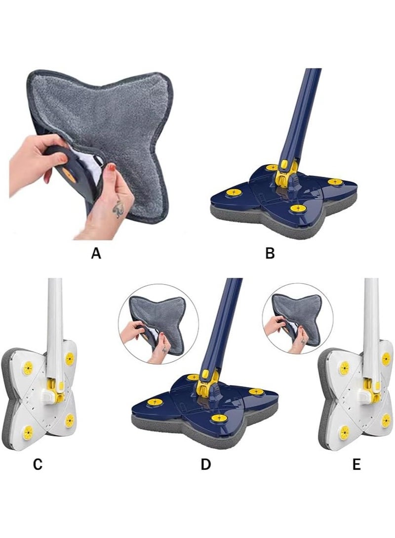 مساحة باركيه مثلثه  مساحه متحركه بيد استانليس بتعصر نفسها من اليد للأرضيات والأسقف والحيطان والسيراميك خامة مايكروفيبر معاها 2 قطعه غيار بتلف 360 درجة متعدده الالوان - Image 5