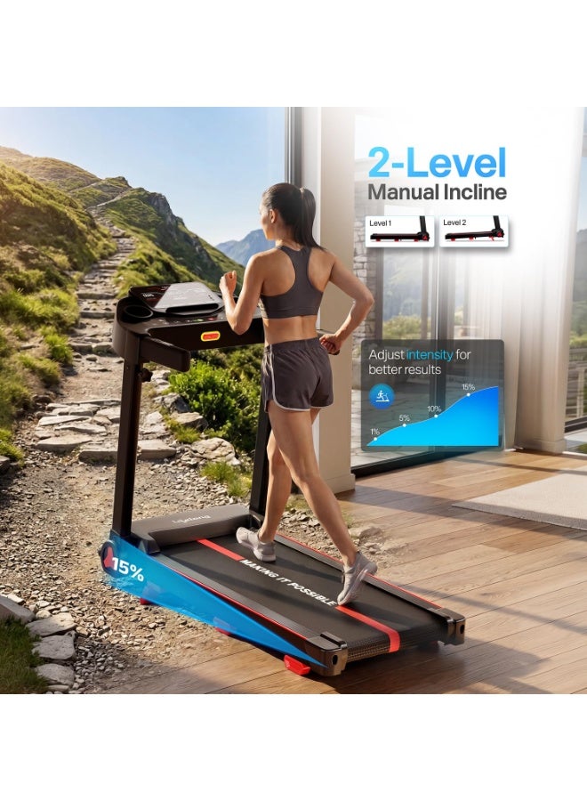 Lifelong 4.5HP Motorized Treadmill for Home | Manual Incline 2 Level | Foldable Handle | Max Speed 14 km/h | | LED Display | 12 Workout Programs |110 kg Capacity| Ideal Gym Equipment for Home Workout - Image 4