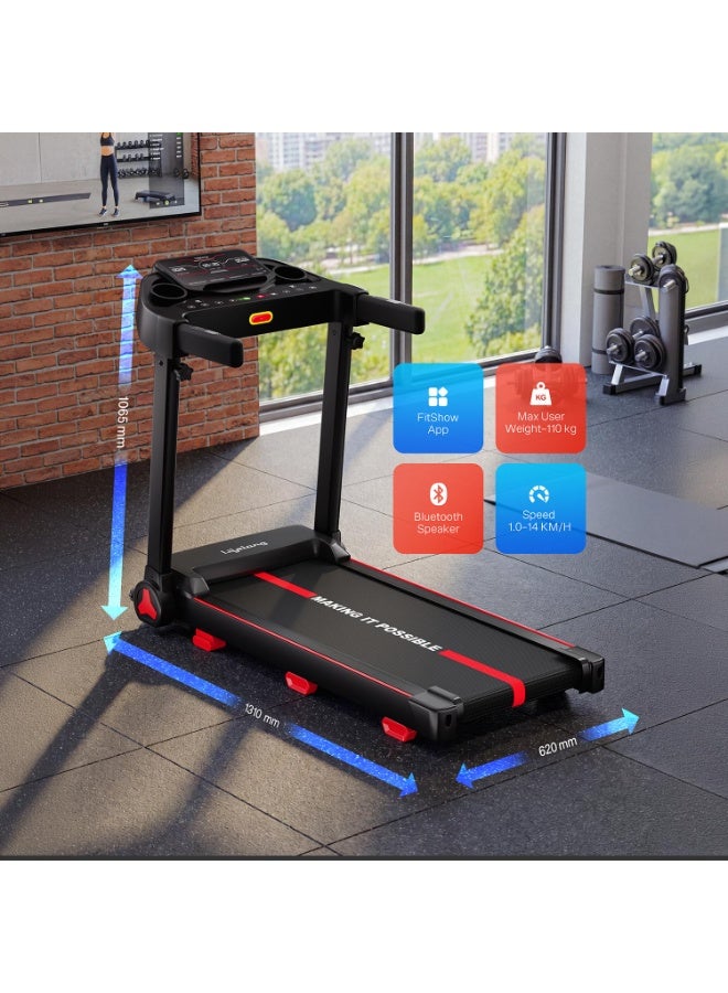 Lifelong 4.5HP Motorized Treadmill for Home | Manual Incline 2 Level | Foldable Handle | Max Speed 14 km/h | | LED Display | 12 Workout Programs |110 kg Capacity| Ideal Gym Equipment for Home Workout - Image 2