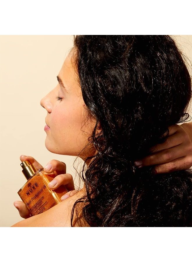 NUXE زيت بروديجيوز المتلألئ متعدد الاستخدامات - توهج فاخر مشع وترطيب للوجه والجسم والشعر، 3.3 أونصة سائلة - Image 4