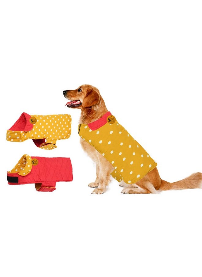 Sage Square Dog Fleece Jacket Reversible Dog Vest Waterproof, Windproof Cold Weather Dog Clothes Pet Apparel For Dogs (Yellow And Red) (Medium-Large) (22 Inches)  - Image 1