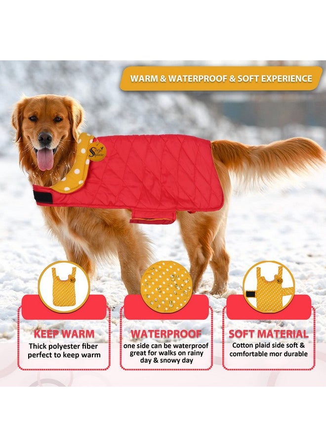 Sage Square Dog Fleece Jacket Reversible Dog Vest Waterproof, Windproof Cold Weather Dog Clothes Pet Apparel For Dogs (Yellow And Red) (Medium-Large) (22 Inches)  - Image 2