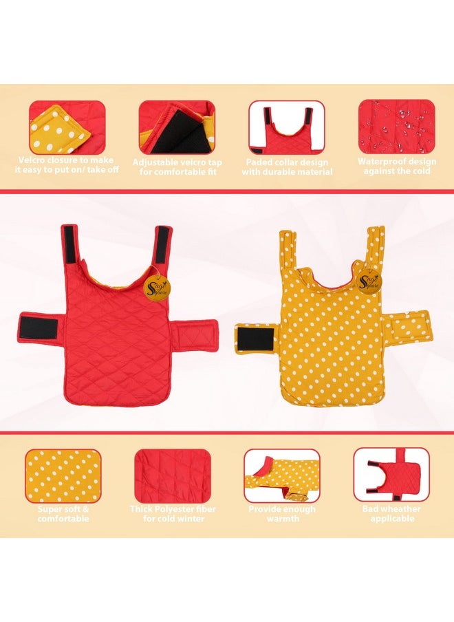 Sage Square Dog Fleece Jacket Reversible Dog Vest Waterproof, Windproof Cold Weather Dog Clothes Pet Apparel For Dogs (Yellow And Red) (Medium-Large) (22 Inches)  - Image 4