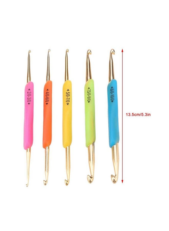 Walfront Crochet Hooksdouble Hook Crochet Hook Set Tpr Soft Rubber Handle Aluminum Knitting Needle Set (Color Random) - Image 2