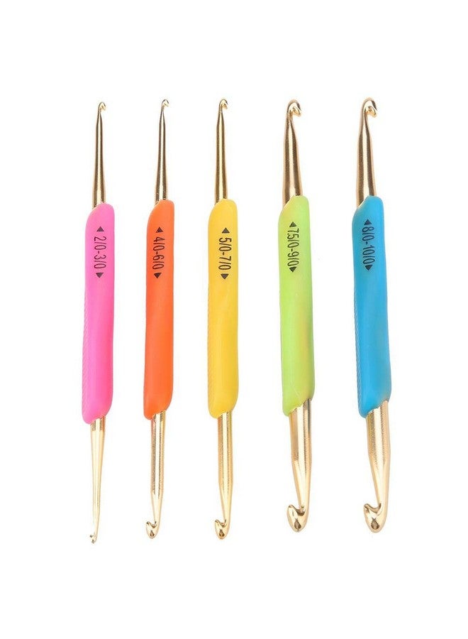 Walfront Crochet Hooksdouble Hook Crochet Hook Set Tpr Soft Rubber Handle Aluminum Knitting Needle Set (Color Random) - Image 1