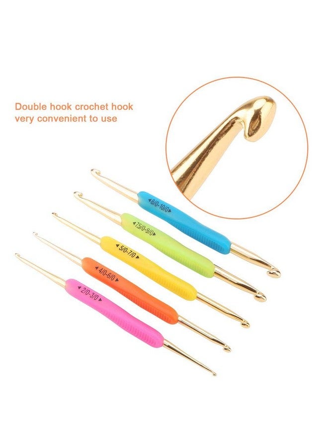 Walfront Crochet Hooksdouble Hook Crochet Hook Set Tpr Soft Rubber Handle Aluminum Knitting Needle Set (Color Random) - Image 3