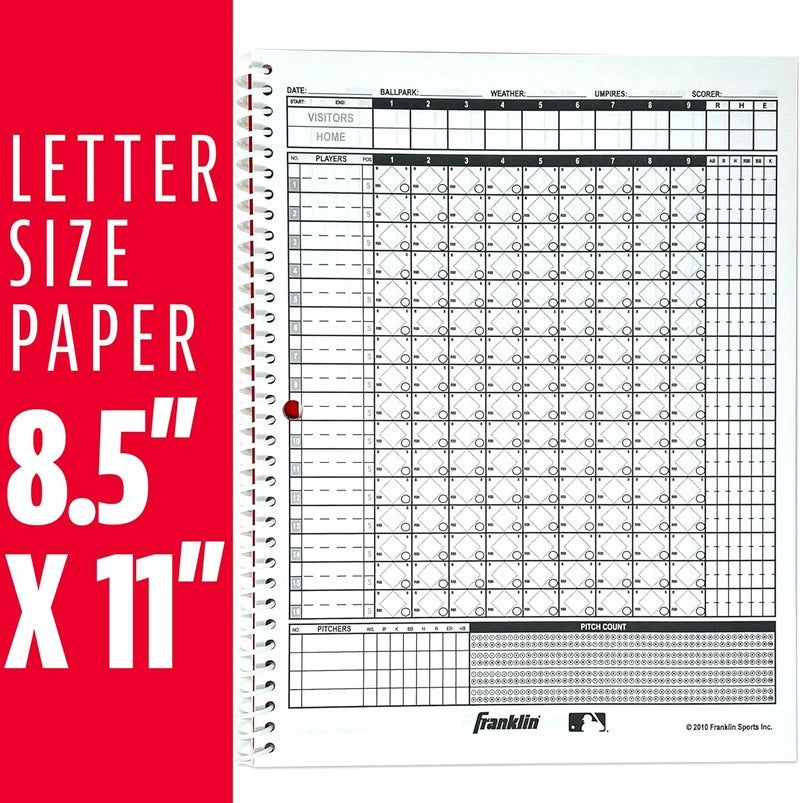Franklin Sports MLB Baseball + Softball Scorebook - Book for Stats - Coaching Official Scorekeeper - 25 Games - Image 2