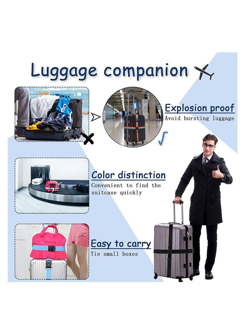 Travel Luggage Straps Cross, Suitcase Belts Adjustable Travel Bel Black 2 Pieces  - Image 3
