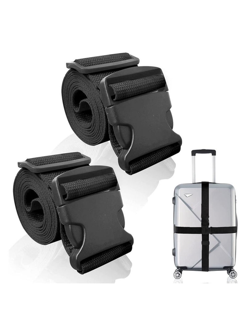Travel Luggage Straps Cross, Suitcase Belts Adjustable Travel Bel Black 2 Pieces  - Image 1