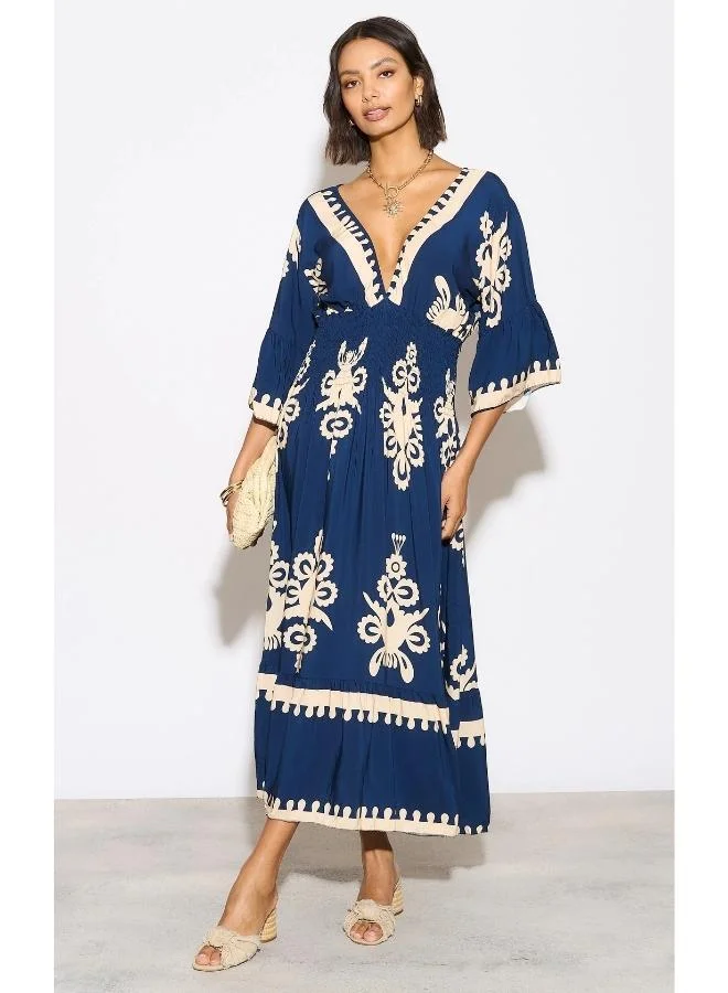 Hoxton Gal Floral Print Midi Dress