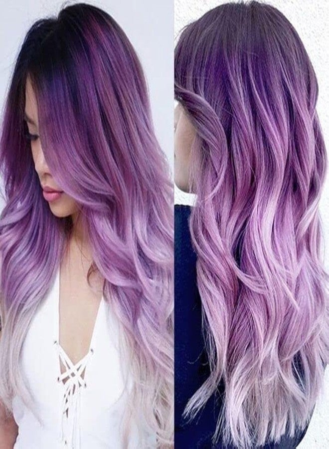 Wiwige Long Curly Wavy Ombre Purple Wigs for Women Synthetic Natural Middle Part Daily Party Halloween Cosplay Wig with Wig Cap 21" - Image 1