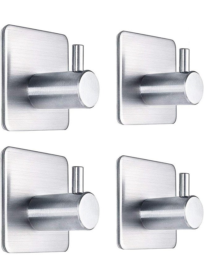 Adhesive Hooks Heavy Duty Wall Hooks Waterproof Stainless Steel Hooks for Hanging Coat, Hat,Towel Robe Hook Rack Wall Mount Bathroom and Bedroom 4-Packs - Image 1