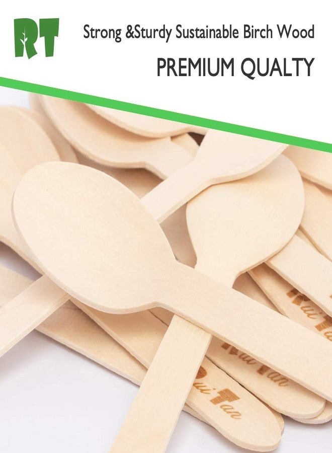 RT- أدوات المائدة الخشبية القابلة للاستخدام لمرة واحدة ملعقة خشبية / ملاعق آيس كريم خشبية، حماية بيئية طبيعية 4.3 بوصة 200 قطعة في العبوة - Image 3