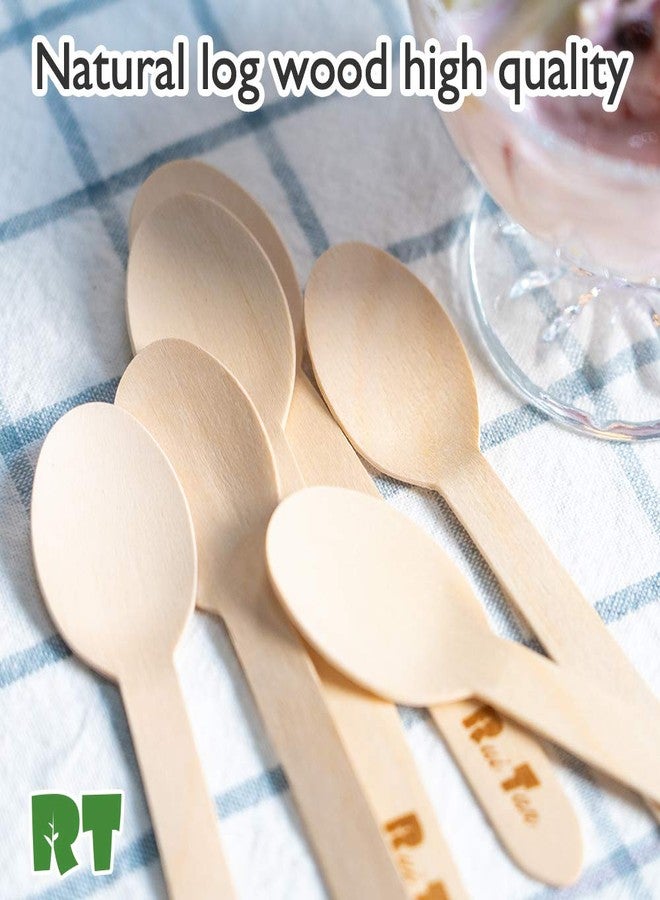 RT- أدوات المائدة الخشبية القابلة للاستخدام لمرة واحدة ملعقة خشبية / ملاعق آيس كريم خشبية، حماية بيئية طبيعية 4.3 بوصة 200 قطعة في العبوة - Image 5