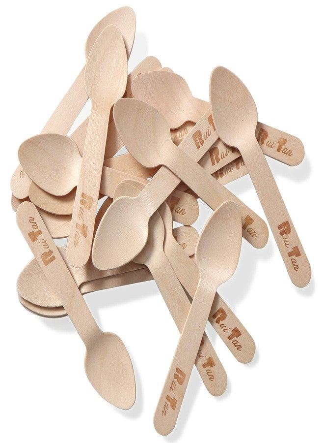 RT- أدوات المائدة الخشبية القابلة للاستخدام لمرة واحدة ملعقة خشبية / ملاعق آيس كريم خشبية، حماية بيئية طبيعية 4.3 بوصة 200 قطعة في العبوة - Image 1