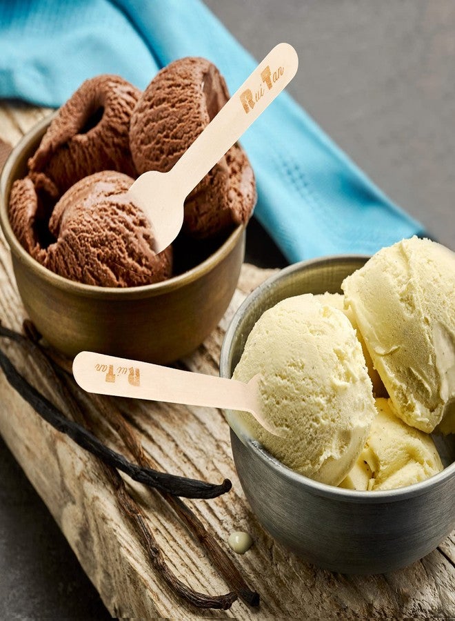 RT- أدوات المائدة الخشبية القابلة للاستخدام لمرة واحدة ملعقة خشبية / ملاعق آيس كريم خشبية، حماية بيئية طبيعية 4.3 بوصة 200 قطعة في العبوة - Image 2