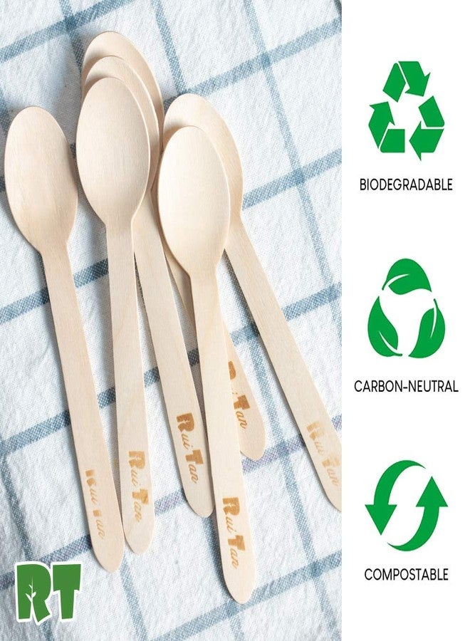 RT- أدوات المائدة الخشبية القابلة للاستخدام لمرة واحدة ملعقة خشبية / ملاعق آيس كريم خشبية، حماية بيئية طبيعية 4.3 بوصة 200 قطعة في العبوة - Image 4