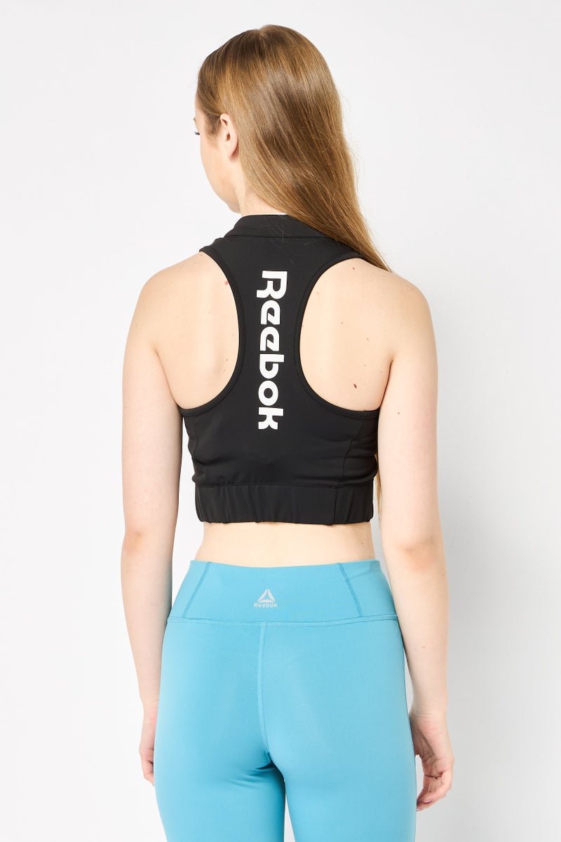 Reebok Women Brand Logo Training Sports Bra, Black - Image 4