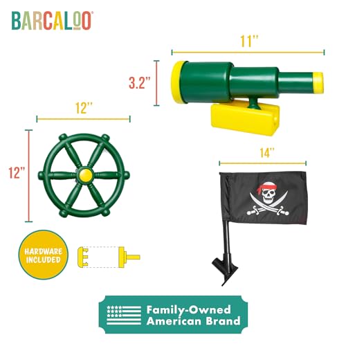 Barcaloo Playground Equipment Bundle Set with Kids Pirate Telescope Pirate Steering Wheel Flags Jungle Gym Playset Accessories for Backyard Swings Playground Set for Backyards - Image 5