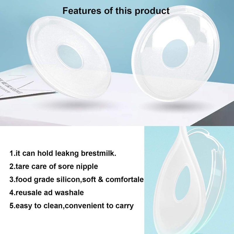 Cmbear Breast Shells Milk Saver,2 Pack Breast Pump,Breastmilk Collector,Milk Anti-flow Out,Protect Sore Nipples,BPA-Free Flexible Food Grade Silicon and PP Material,Skin Friendly - Image 3