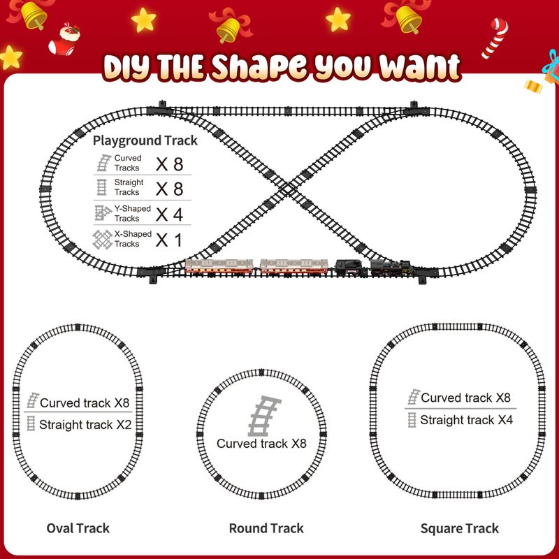 Hot Bee Train Set, Train Toys with Luxury Tracks & Glowing Passenger Cars, Metal Toy Train with Smoke, Sound and Light, Toddler Model Train Set for 3 4 5 6 7+ Years Old Boys Gifts Kids - Image 5