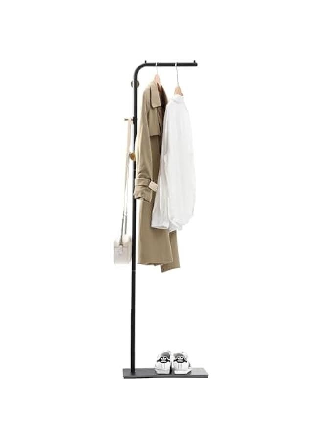 HOOKOR Metal Coat Rack Freestanding with Natural Marble Base, Entryway Coats Hanger Stand with 3 Hooks, Home Hotel Hall Tree for Coats, Hats, Scarves, Clothes, and Handbags (Black) - Image 1