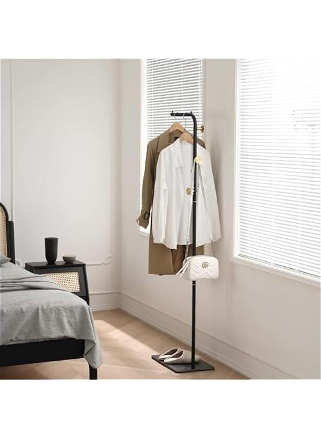 HOOKOR Metal Coat Rack Freestanding with Natural Marble Base, Entryway Coats Hanger Stand with 3 Hooks, Home Hotel Hall Tree for Coats, Hats, Scarves, Clothes, and Handbags (Black) - Image 3
