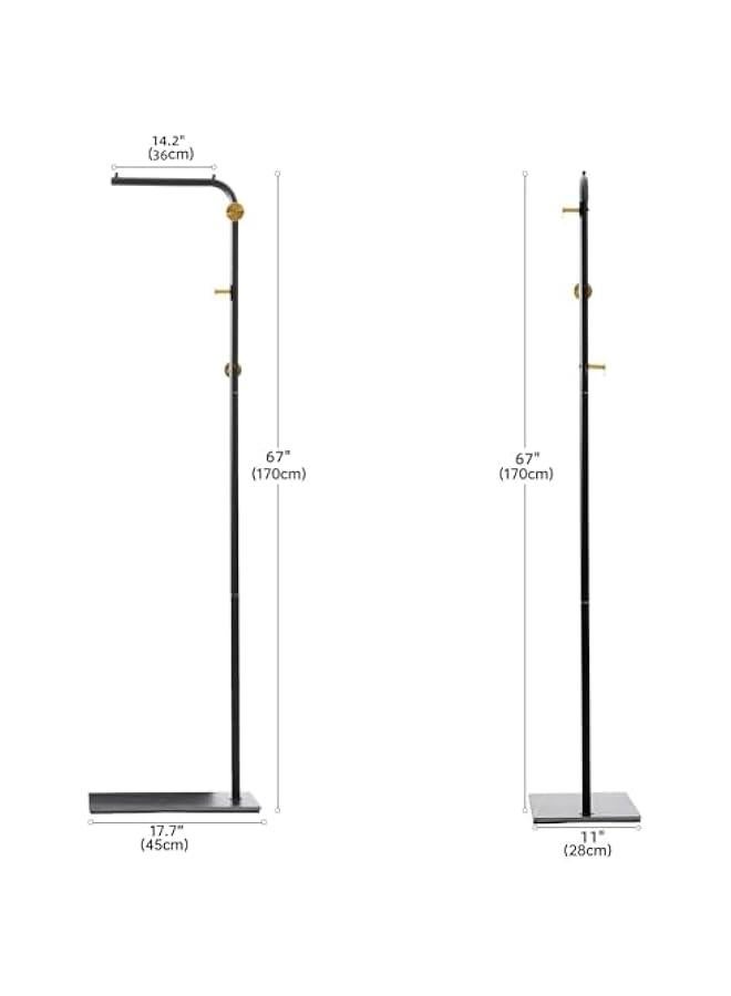 HOOKOR Metal Coat Rack Freestanding with Natural Marble Base, Entryway Coats Hanger Stand with 3 Hooks, Home Hotel Hall Tree for Coats, Hats, Scarves, Clothes, and Handbags (Black) - Image 4