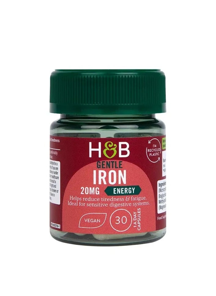 H&B H&B Gentle Iron 20mg Capsules To Boost Energy & Reduce Tiredness and Fatigue, Pack of 30's 