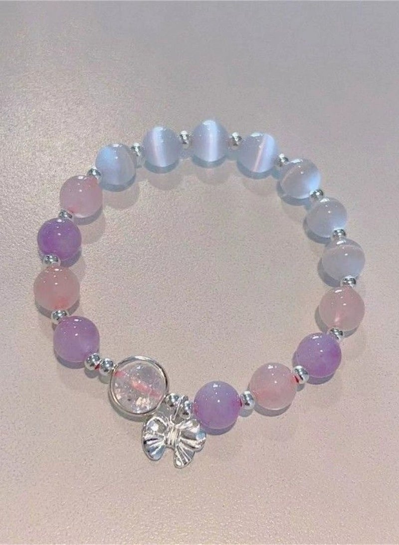 Goolsky Multicolor Crystal Beaded Bracelet – Dainty Adjustable Gemstone Jewelry, Healing Energy Charm for Women