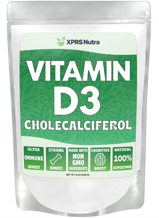 XPRS Nutra Vitamin D3 Powder (Cholecalciferol) - Unflavored VIT D Powder for Bones and Immunity - Vitamin D3 Powder for Muscle Function - Vitamin D Powder Supplements (8 Ounce) - Image 1