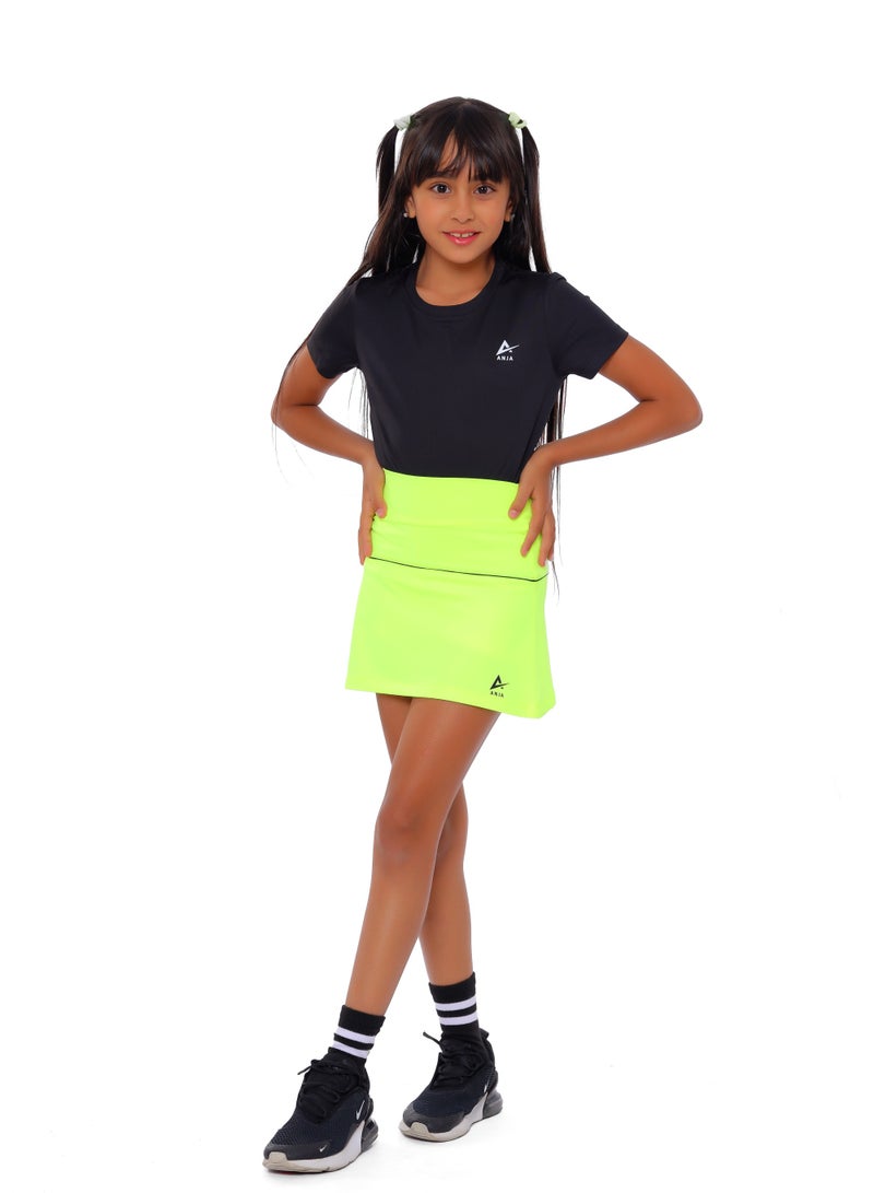 ANJA Girls' Neon Yellow Squash Skirt – Comfortable, Pleated Design  - Image 3