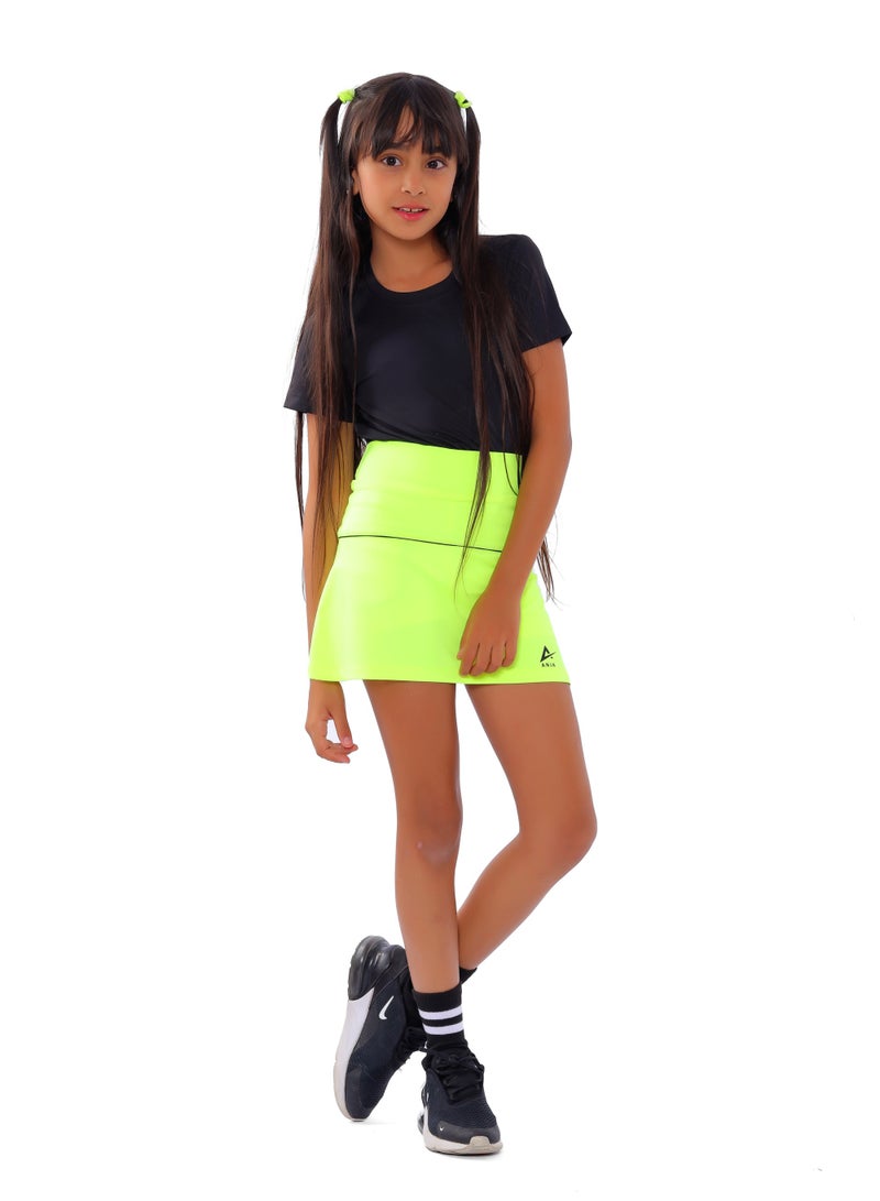 ANJA Girls' Neon Yellow Squash Skirt – Comfortable, Pleated Design  - Image 4